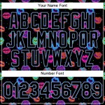 Custom Graffiti Pattern Black-Light Blue 3D Dots And Kiss Lips Performance T-Shirt