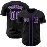 Custom Black Purple-White Authentic Baseball Jersey Custom Black Purple-White Authentic Baseball Jersey