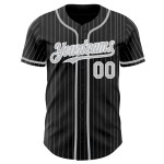 Custom Black Gray Pinstripe White Authentic Baseball Jersey Custom Black Gray Pinstripe White Authentic Baseball Jersey