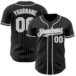 Custom Black Gray Pinstripe White Authentic Baseball Jersey Custom Black Gray Pinstripe White Authentic Baseball Jersey