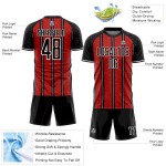 Custom Black Red-White Line Sublimation Soccer Uniform Jersey