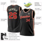 Custom Black Red-Cream Authentic Throwback Basketball Jersey