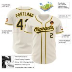 Custom Cream Black-Gold Authentic Baseball Jersey