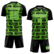 Custom Black Aurora Green-White Line Sublimation Soccer Uniform Jersey Custom Black Aurora Green-White Line Sublimation Soccer Uniform Jersey