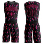 Custom Black Pink Lightning Shapes Round Neck Sublimation Basketball Suit Jersey Custom Black Pink Lightning Shapes Round Neck Sublimation Basketball Suit Jersey