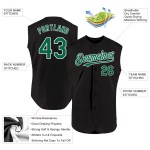 Custom Black Kelly Green-White Authentic Sleeveless Baseball Jersey