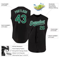 Custom Black Kelly Green-White Authentic Sleeveless Baseball Jersey