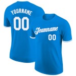 Custom Blue White-Light Blue Performance T-Shirt Custom Blue White-Light Blue Performance T-Shirt