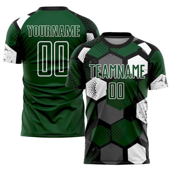 Custom Green Black-White Sublimation Soccer Uniform Jersey Custom Green Black-White Sublimation Soccer Uniform Jersey