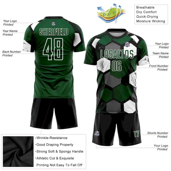 Custom Green Black-White Sublimation Soccer Uniform Jersey Custom Green Black-White Sublimation Soccer Uniform Jersey