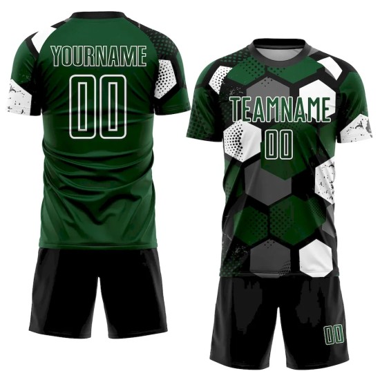 Custom Green Black-White Sublimation Soccer Uniform Jersey Custom Green Black-White Sublimation Soccer Uniform Jersey